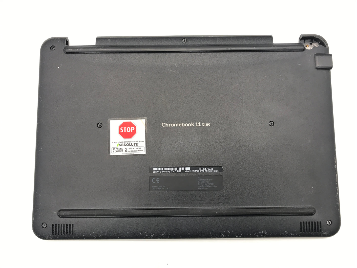 OEM Dell Chromebook 11 3189 Palmrest + Bottom Cover Touchpad Assembly P/N 0YFYX