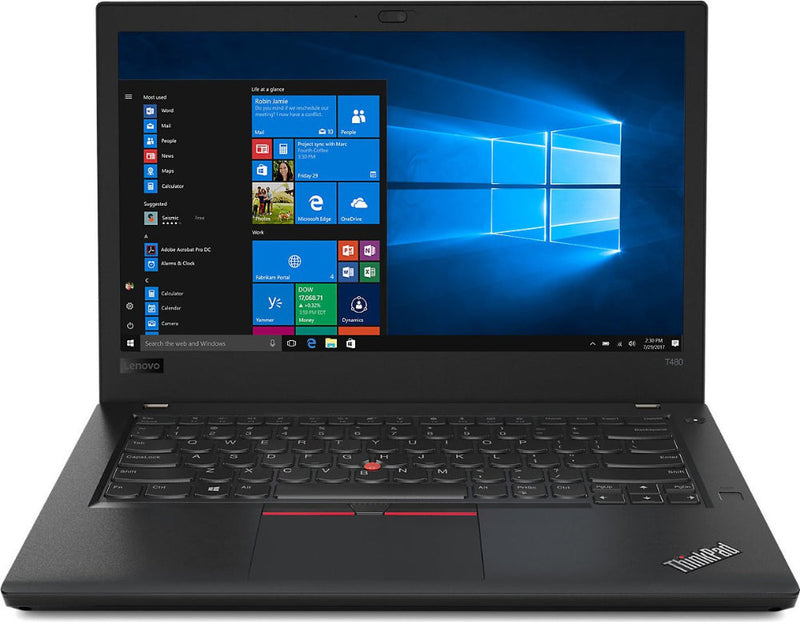 LENOVO THINKPAD T480 14.0" FHD INTEL CORE I7-8650U 1.90 GHZ - 8GB RAM, 180GB SSD - Backlit Keyboard, Fingerprint Reader, Webcam, Bluetooth - Windows 11 Pro
