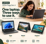 Lenovo 500w Yoga Gen 4 12.2" Touchscreen 2-in-1 Laptop with Pen – Intel N200, 8GB RAM, 128GB SSD, Windows 11 Pro