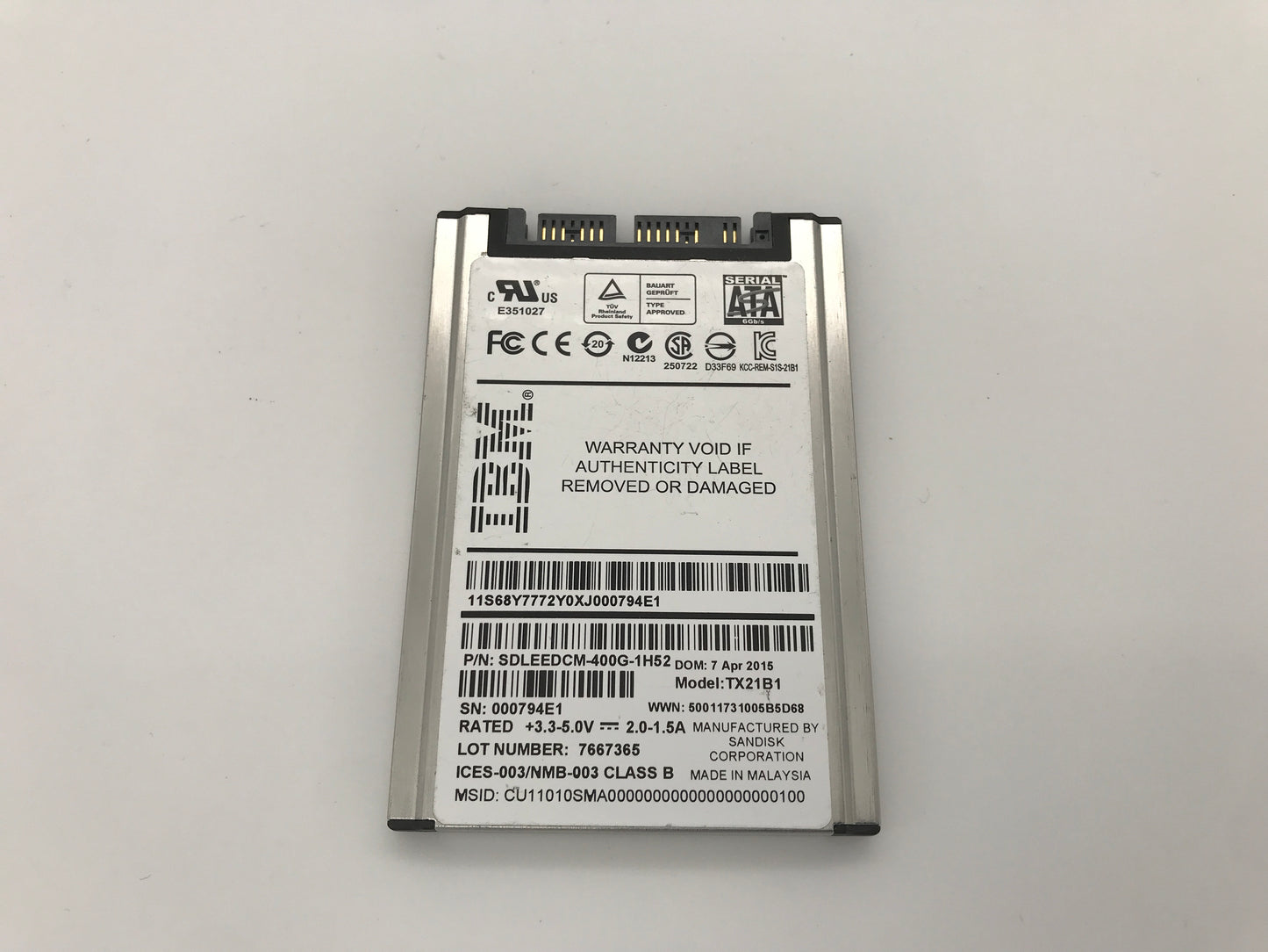 IBM TX21B1 - 400GB 6GB/S MLC Micro SATA 1.8" Thin Solid State Drive