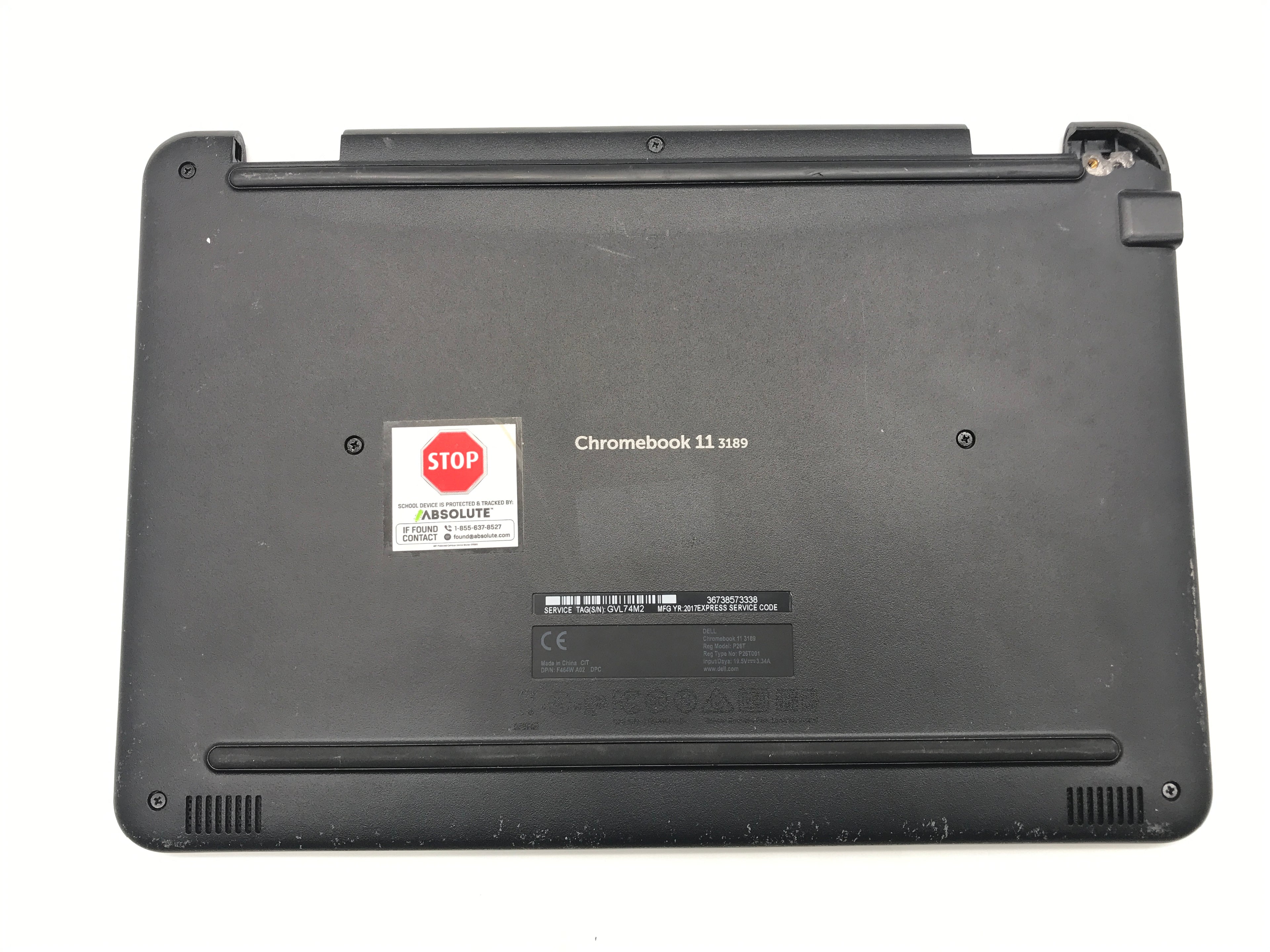 OEM Dell Chromebook 11 3189 Palmrest + Bottom Cover Touchpad Assembly P/N 0YFYX