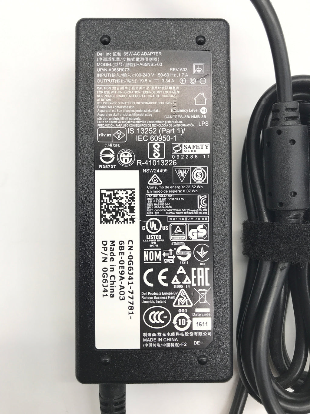 Genuine Dell Latitude 3320 3330 3340 3420 3440 3520 3540 65W Charger AC Adapter